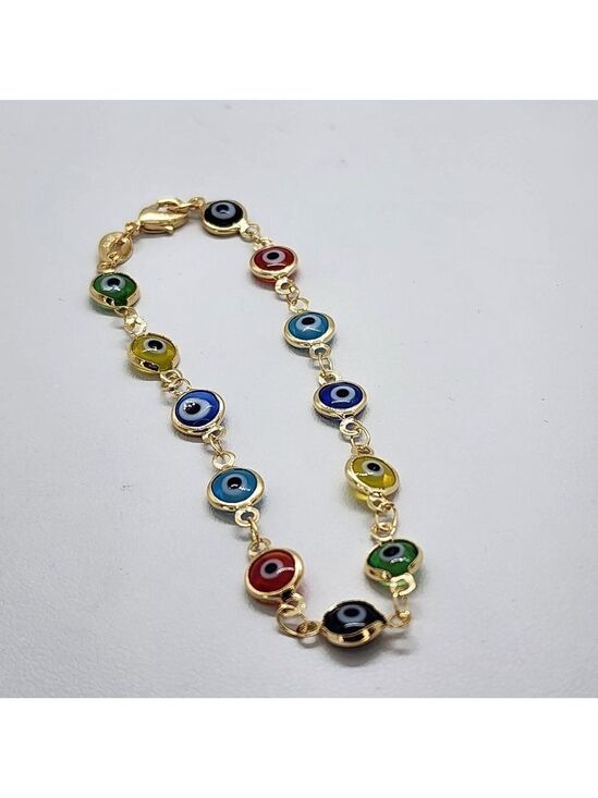 Jewelry - Brand New Brazilian 18k Gold Filled Multi Color Evil Eye Bracelet